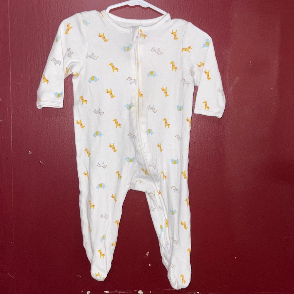 Little Me White Footie with Animal Prints